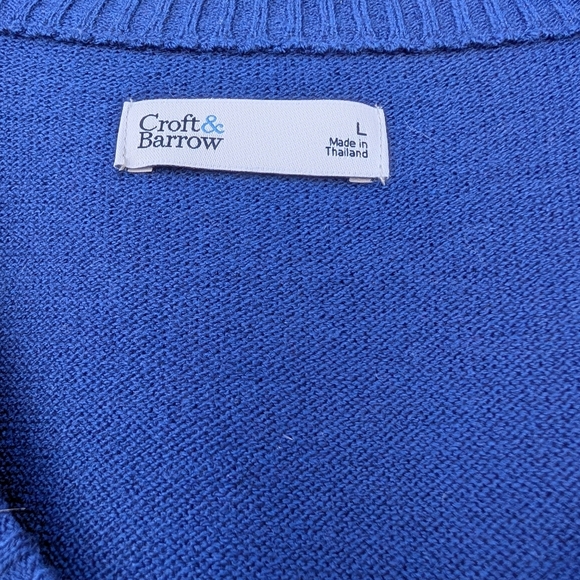 Croft & Barrow The Extra Soft Cabled Crew Neck Sweater Flynn Navy Large (EUC) - Picture 5 of 11